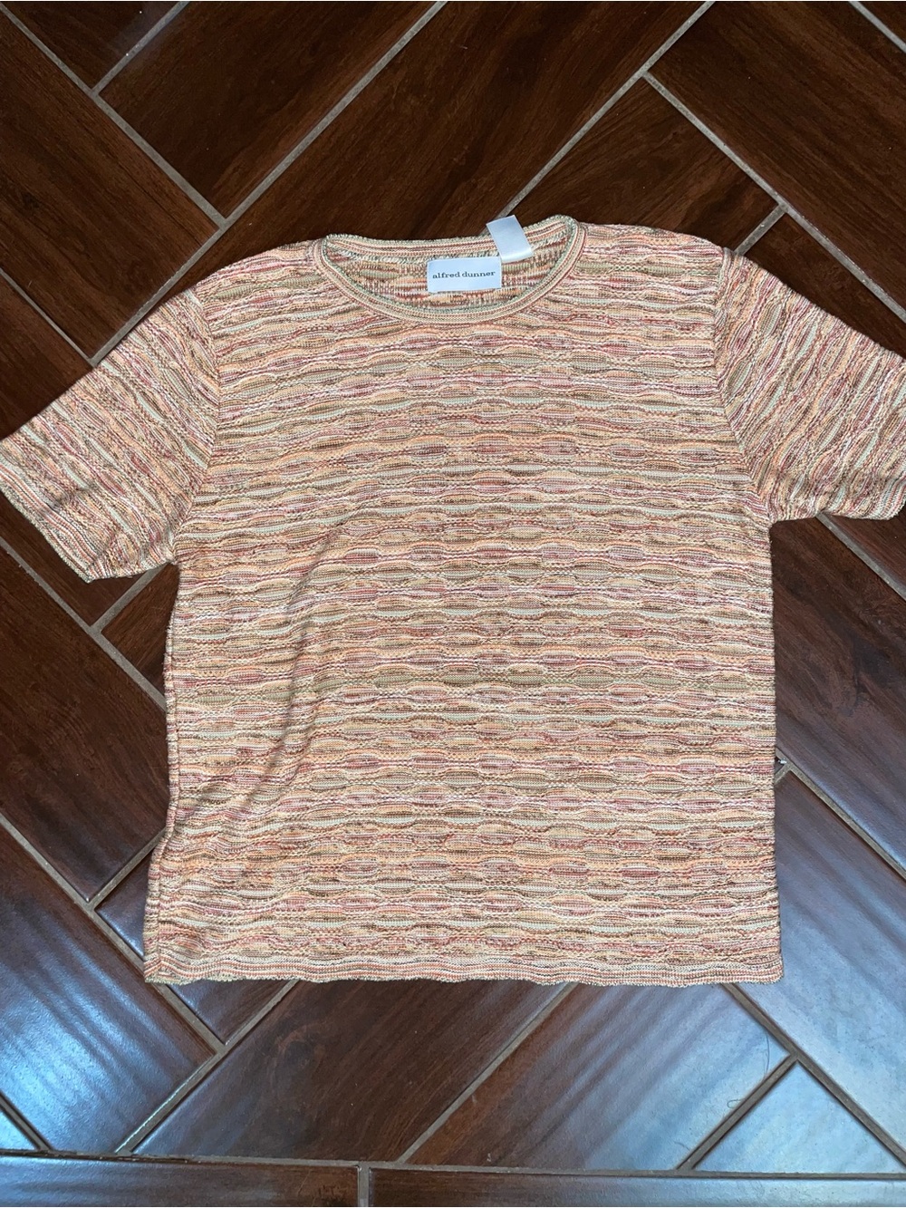 Alfred Dunner Short Sleeve Womens Top in Beige Multi-Stripe